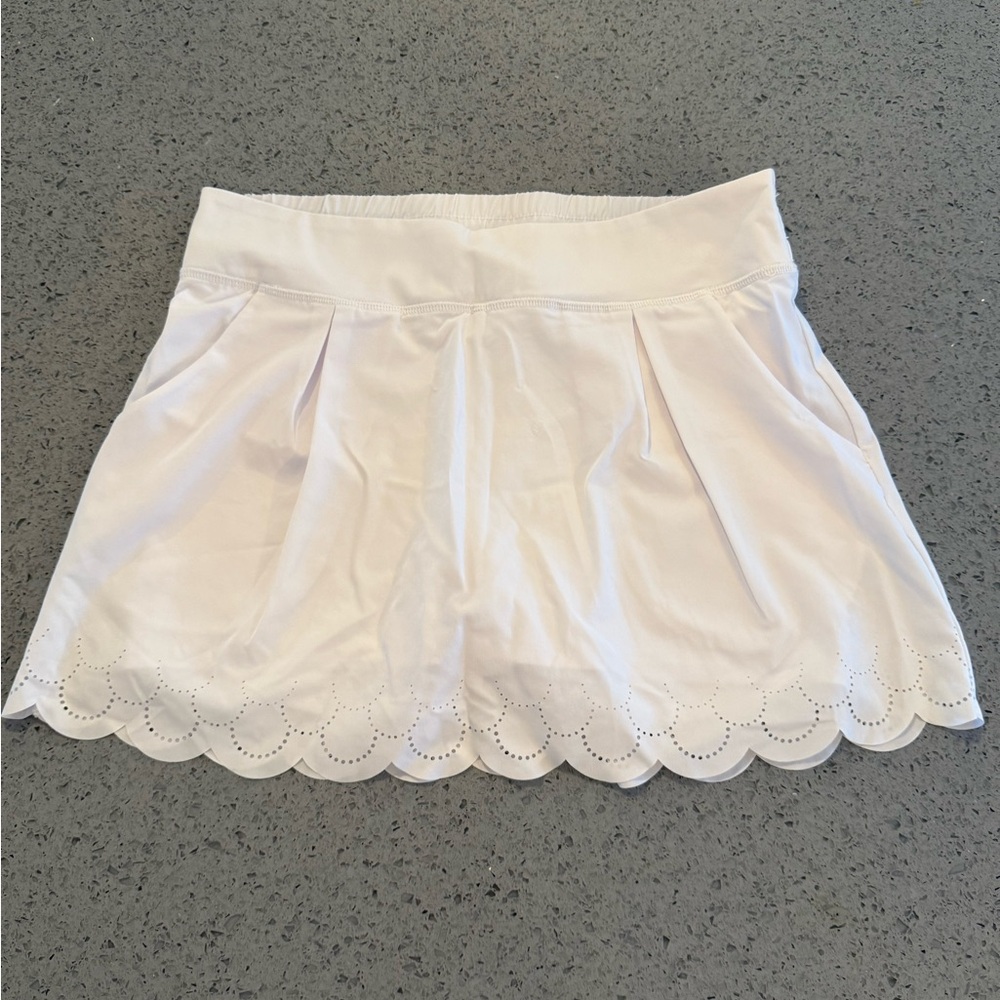 White Scalloped Hem Skirt